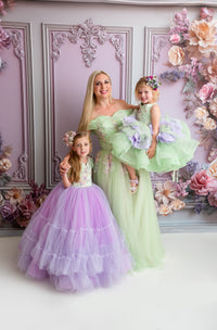 New "Meadow Mist " -   Petal length dress  ( 4 Year - Petite 7)
