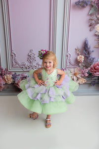 New "Meadow Mist " -   Petal length dress  ( 4 Year - Petite 7)