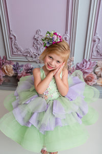 New "Meadow Mist " -   Petal length dress  ( 4 Year - Petite 7)