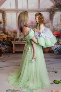New "Meadow Mist " -   Petal length dress  ( 4 Year - Petite 7)