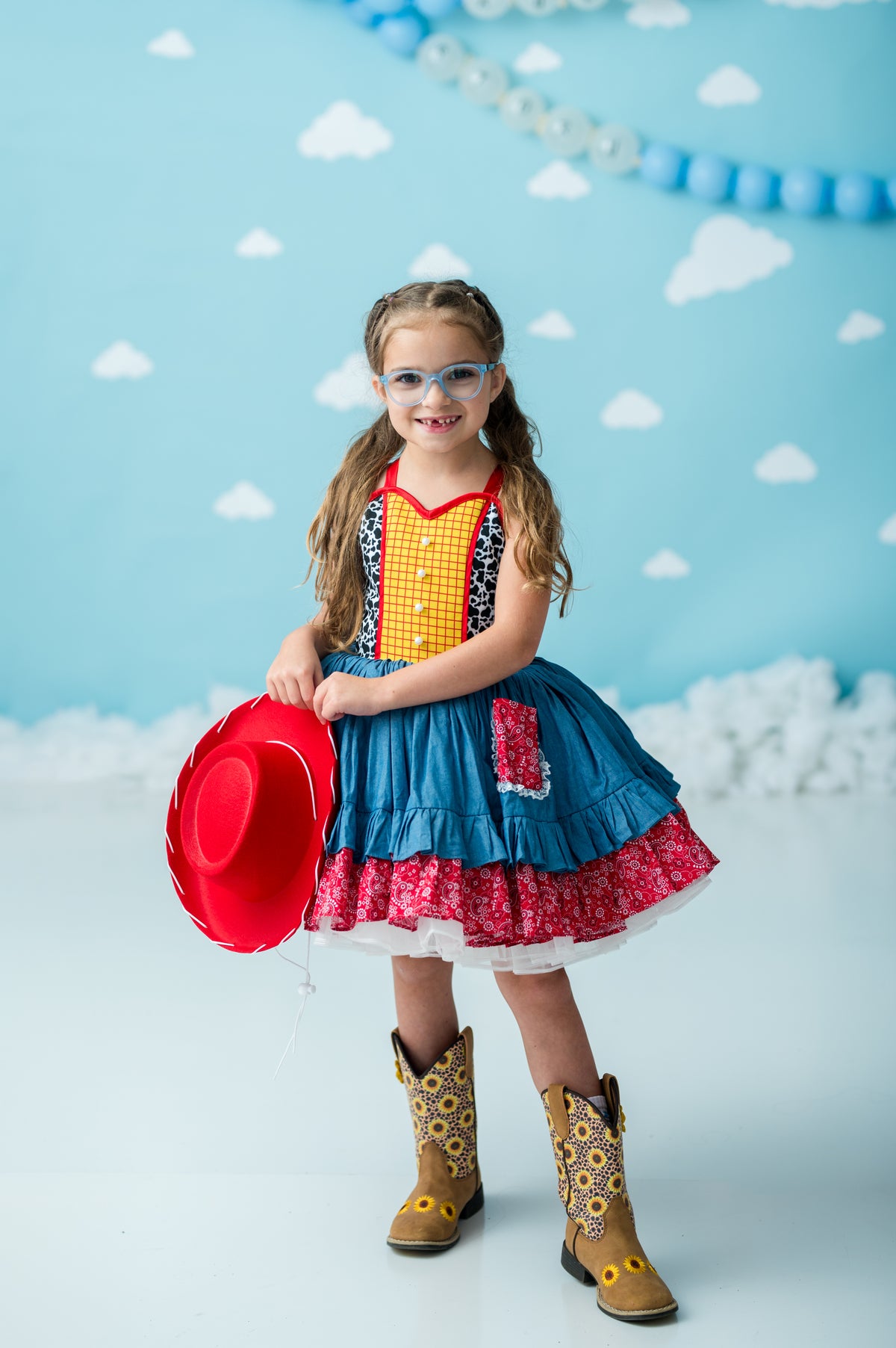 “You’ve Got a Friend” Western Twirl Dress Rental | Dress + Detachable Vest| Fits 4Y–8Y