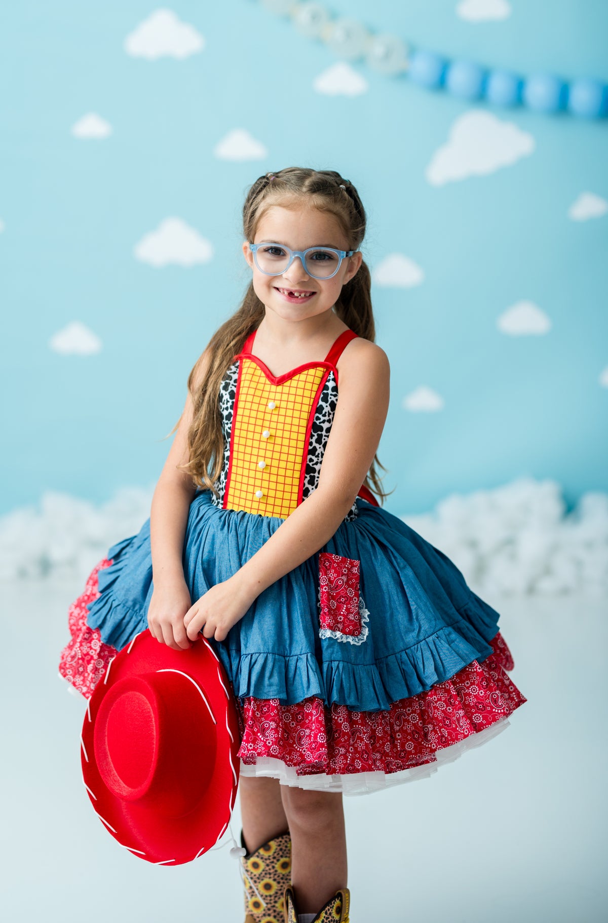 “You’ve Got a Friend” Western Twirl Dress Rental | Dress + Detachable Vest| Fits 4Y–8Y