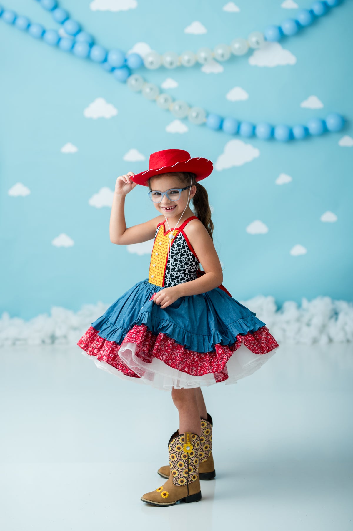 “You’ve Got a Friend” Western Twirl Dress Rental | Dress + Detachable Vest| Fits 4Y–8Y