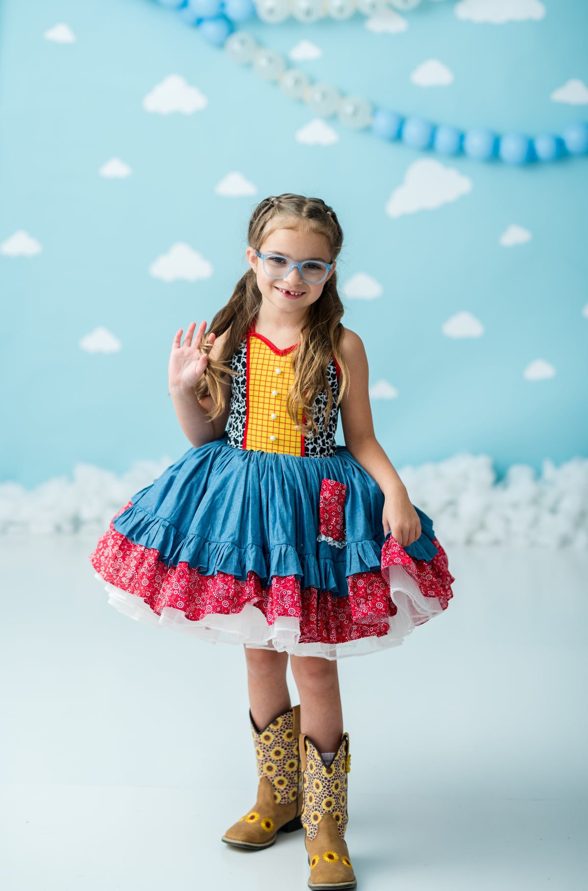 “You’ve Got a Friend” Western Twirl Dress Rental | Dress + Detachable Vest| Fits 4Y–8Y