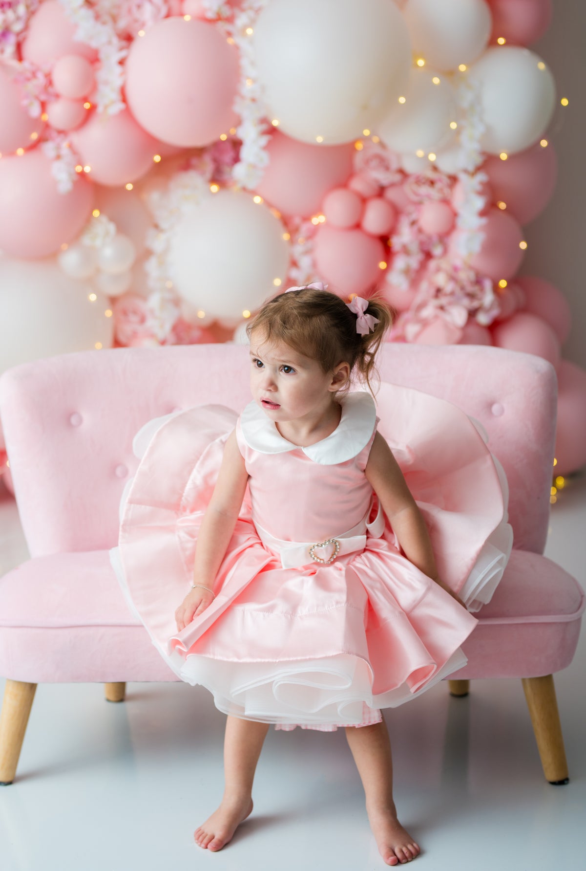 The Rosalie | Pink Gingham Bow Reversible Twirl Dress Rental | Fits 2Y-4Y