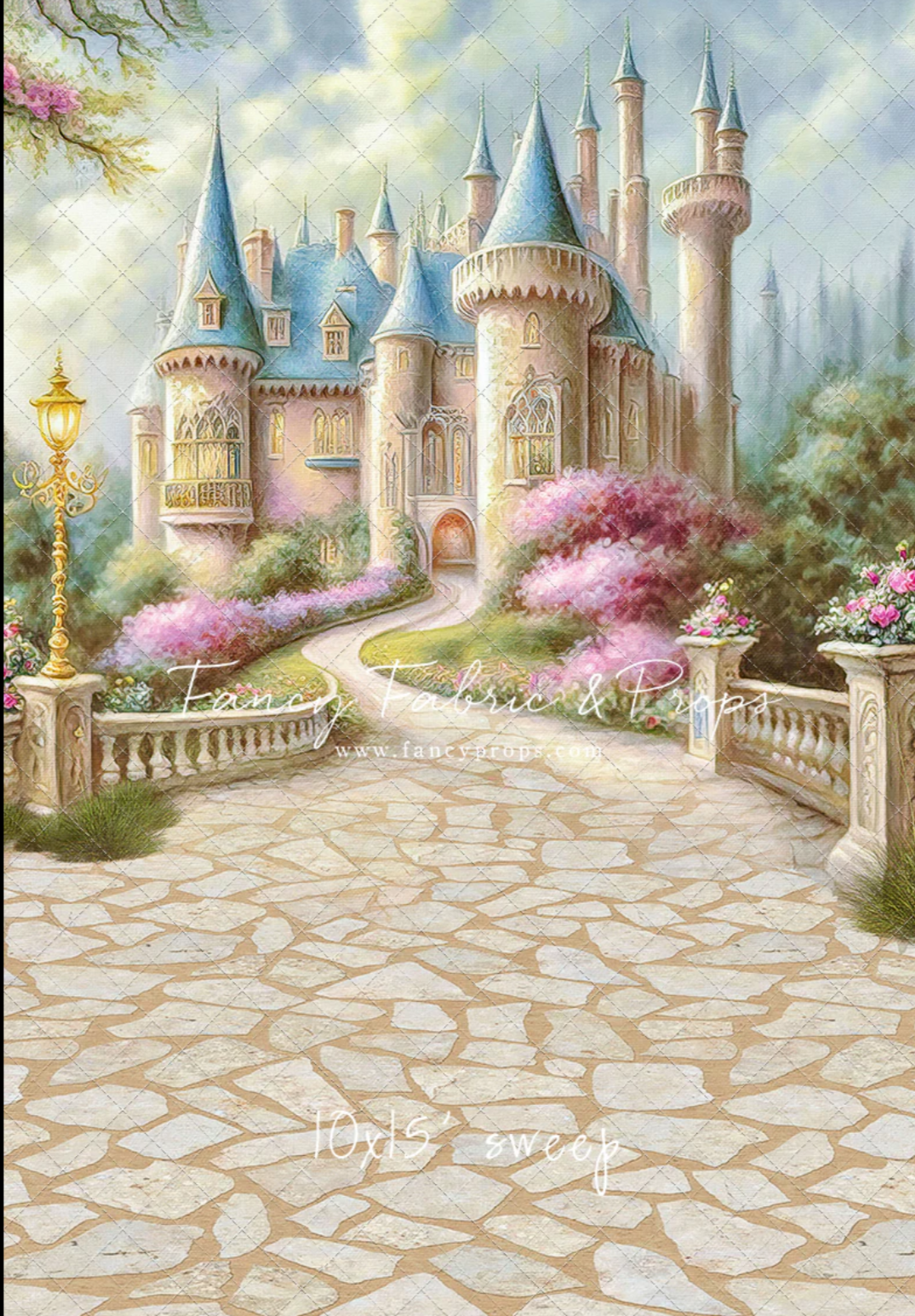 Fantasy Castle - With Sweep- Wrinkle-Free Fabric / 15x10' -Fancy Fabric & Props -Backdrop rental