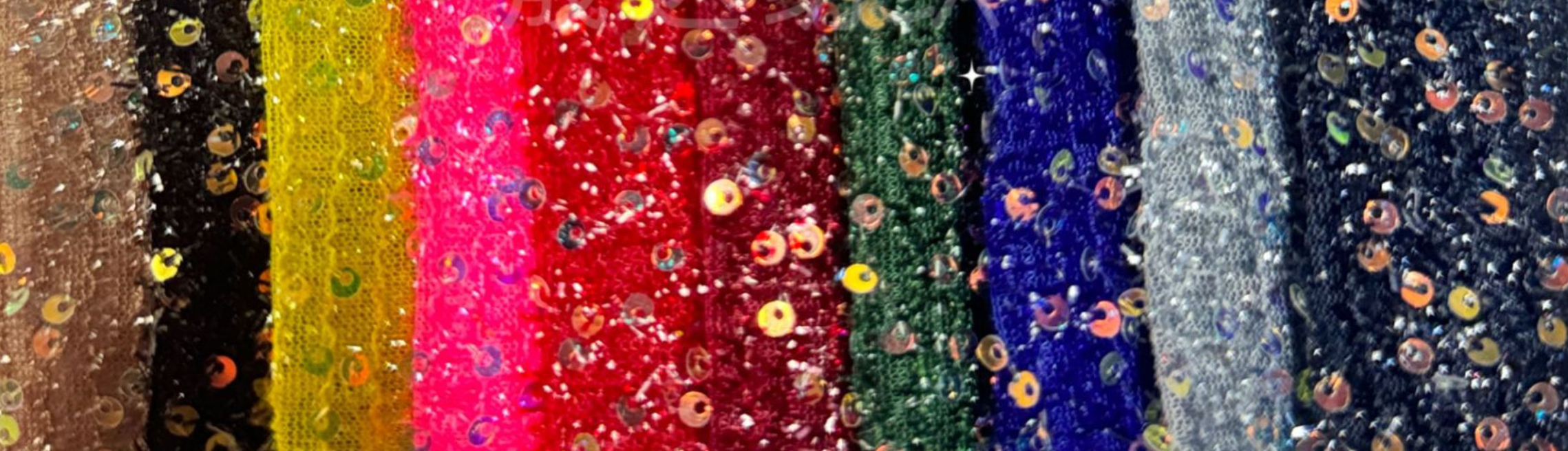Colorful glittery ribbons in various shades.
