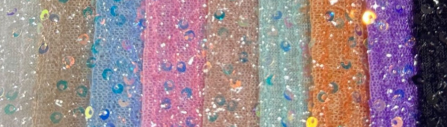 Gradient of glittery ribbons in various colors