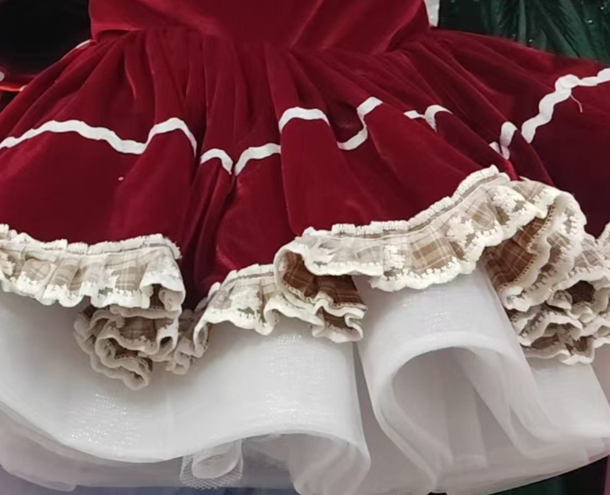 Merry & Frosted Gingerbread Apron Dress  – Deluxe Holiday  Set  | Custom Colors Available | Editorial Dress | Special Occasion Gown