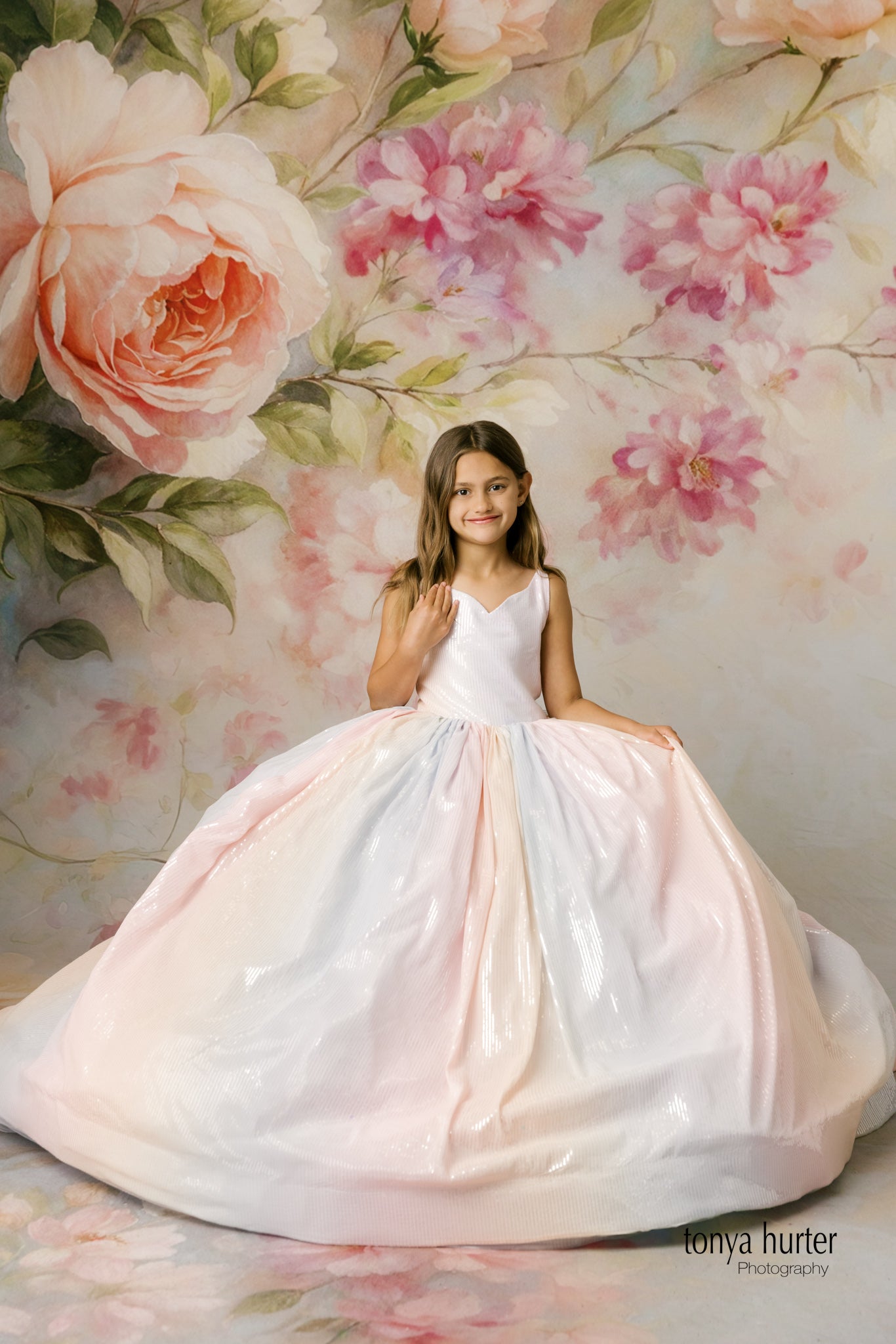 Aurora Gleam - Floor Length Gown with Detachable Tulle Sleeves (9-10 Years)