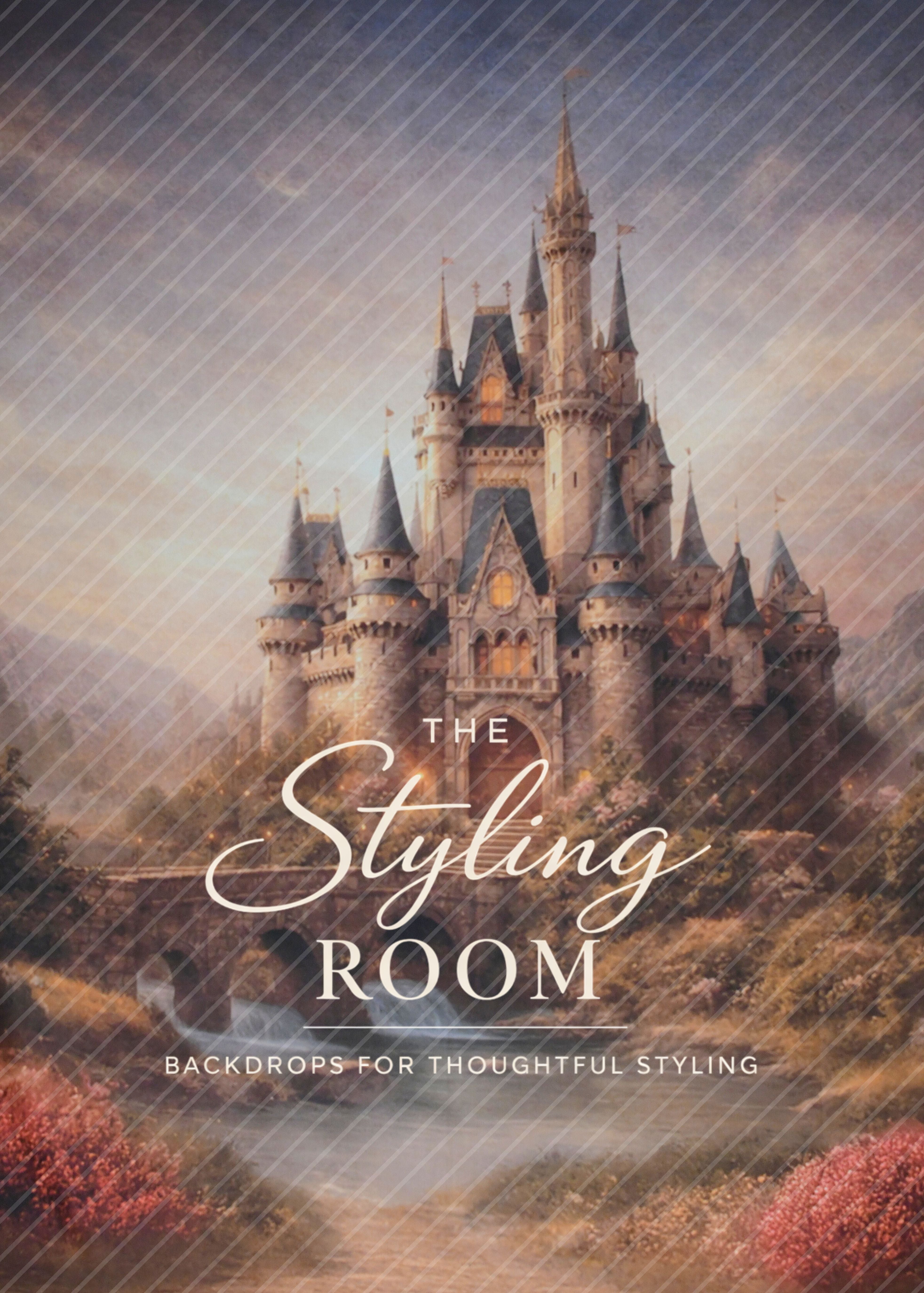 Fantasy castle with 'The Styling Room' text on a scenic background