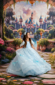"Whimsy Bows Couture Gown with oversized bow accents, perfect for special occasions and portraits"

