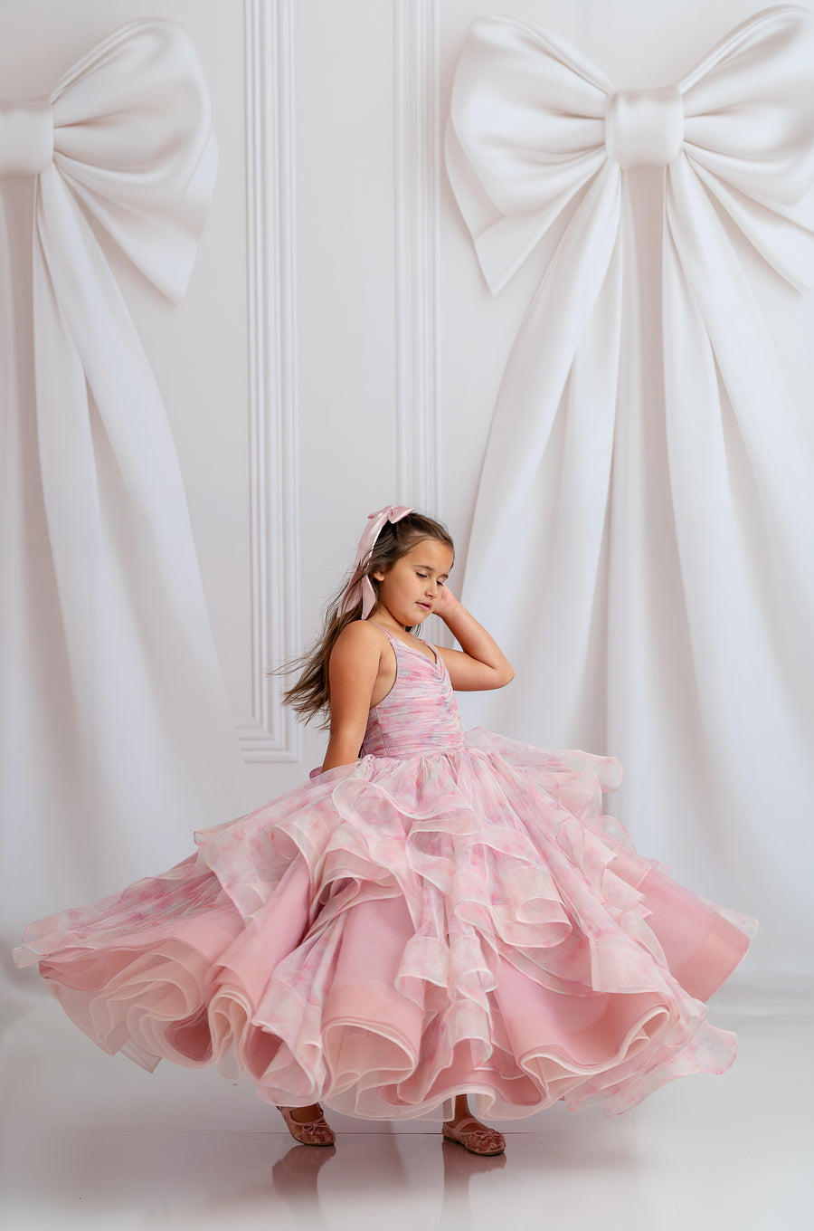 "Pastel Clouds Dress in dreamy shades of blush, lavender, and mint for a magical look"

