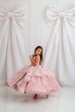 "Back view of Pastel Clouds Gown showing light, airy layers and flowy movement"

