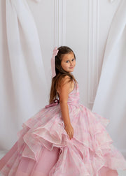 "Whimsical pastel couture dress for girls styled for springtime photo sessions"

