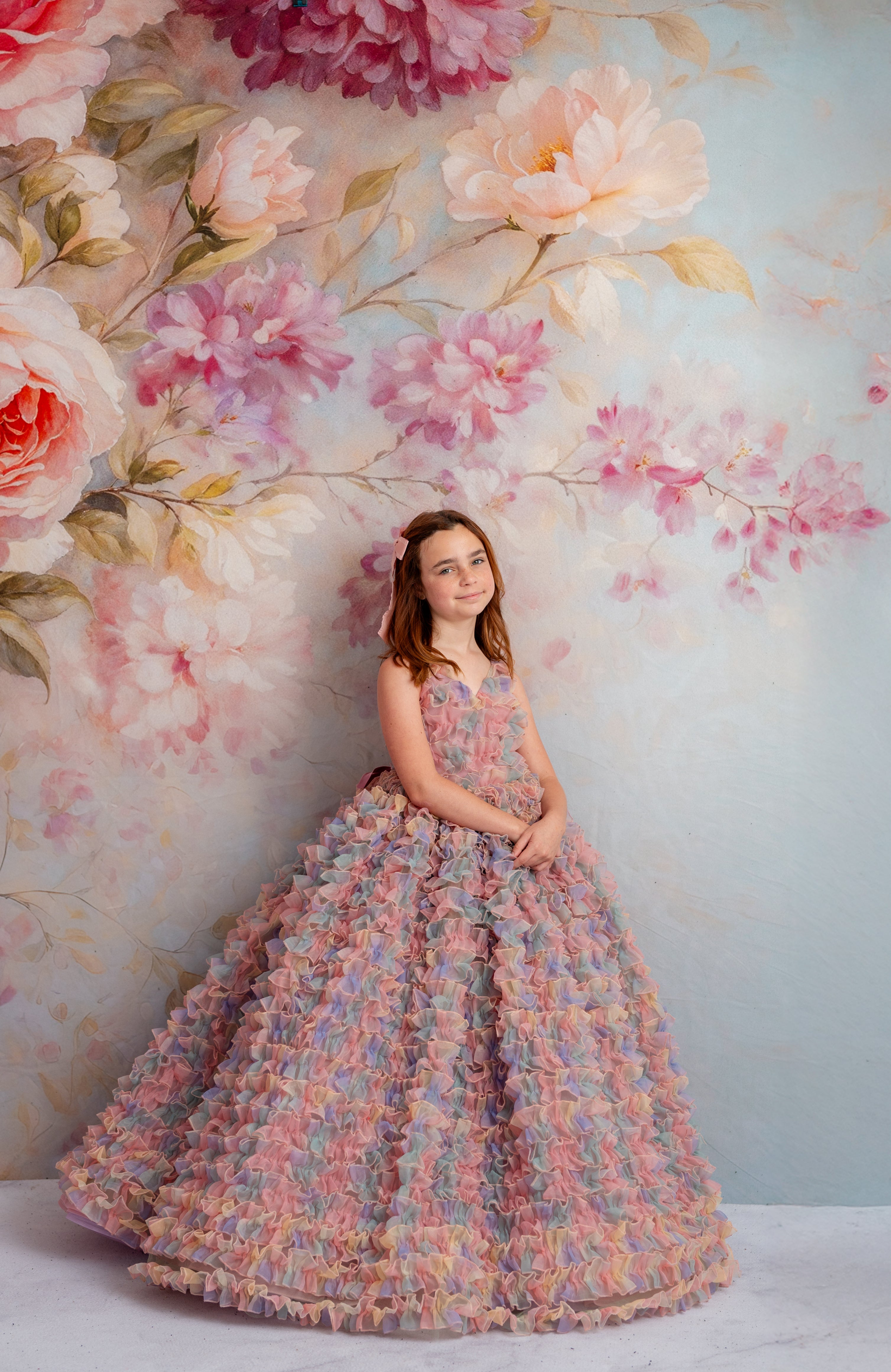 LolliLuxe Convertible Gown – Floor-Length Ruffle Dress with Detachable Bodice & Bow | Girls (7Year–Petite 8 Year)