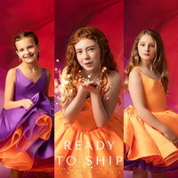 ready to ship Reversible "Taylor" PURPLE /ORANGE  Petal  Length Dress 8-9 YEAR