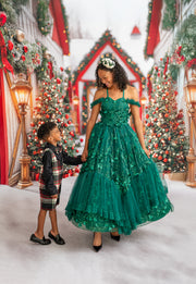 "Elegant girls couture dress with high-fashion appeal, available in bespoke color options"

