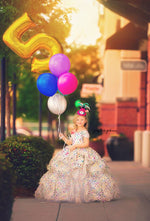 Birthday Confetti Cascade- select your color-  Floor Length Gown  Editorial Dress, Couture Gown, Special Occasion Dress