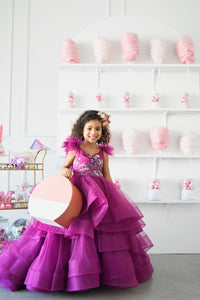 Retired rental euc "Dazzling Merlot" -Toddler Floor Length Gown - (3-5 year)