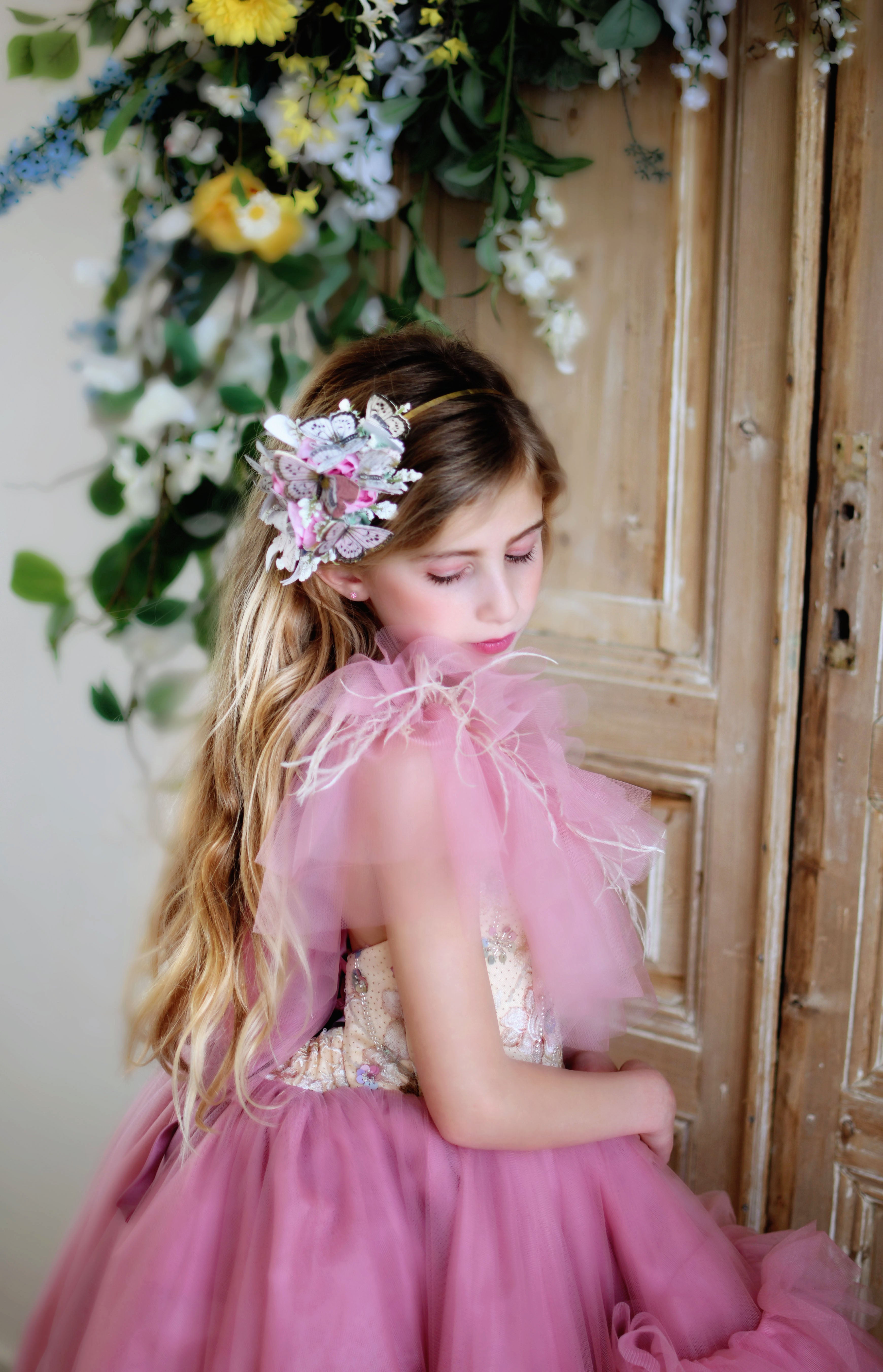 Rose Printemps - High Low gown+ wristlets (7 year- 9 year)