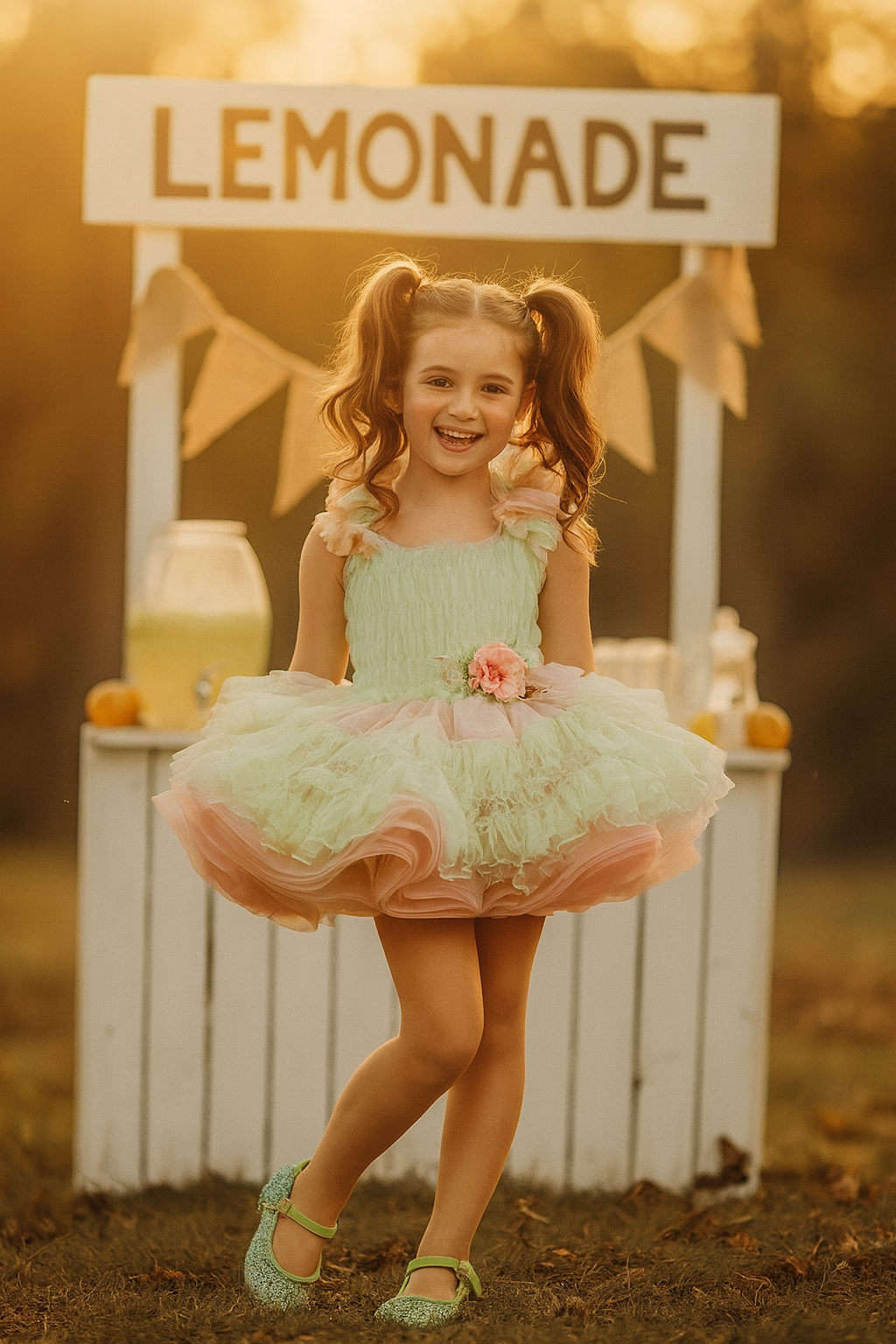 New "Sherbet Whimsy" - Petal Length Dress (5 Year-Petite 6 Year)