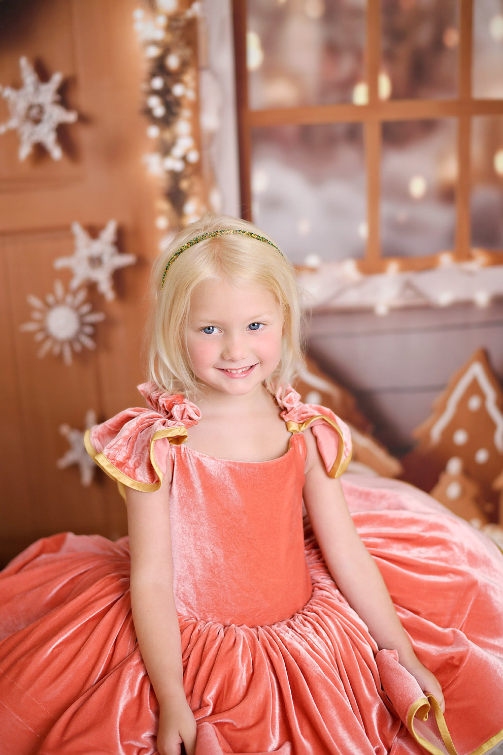 Couture gown rental: "Kimberly" - Velvet Petal Length Dress ( 5 Year - Petite 7 Year)