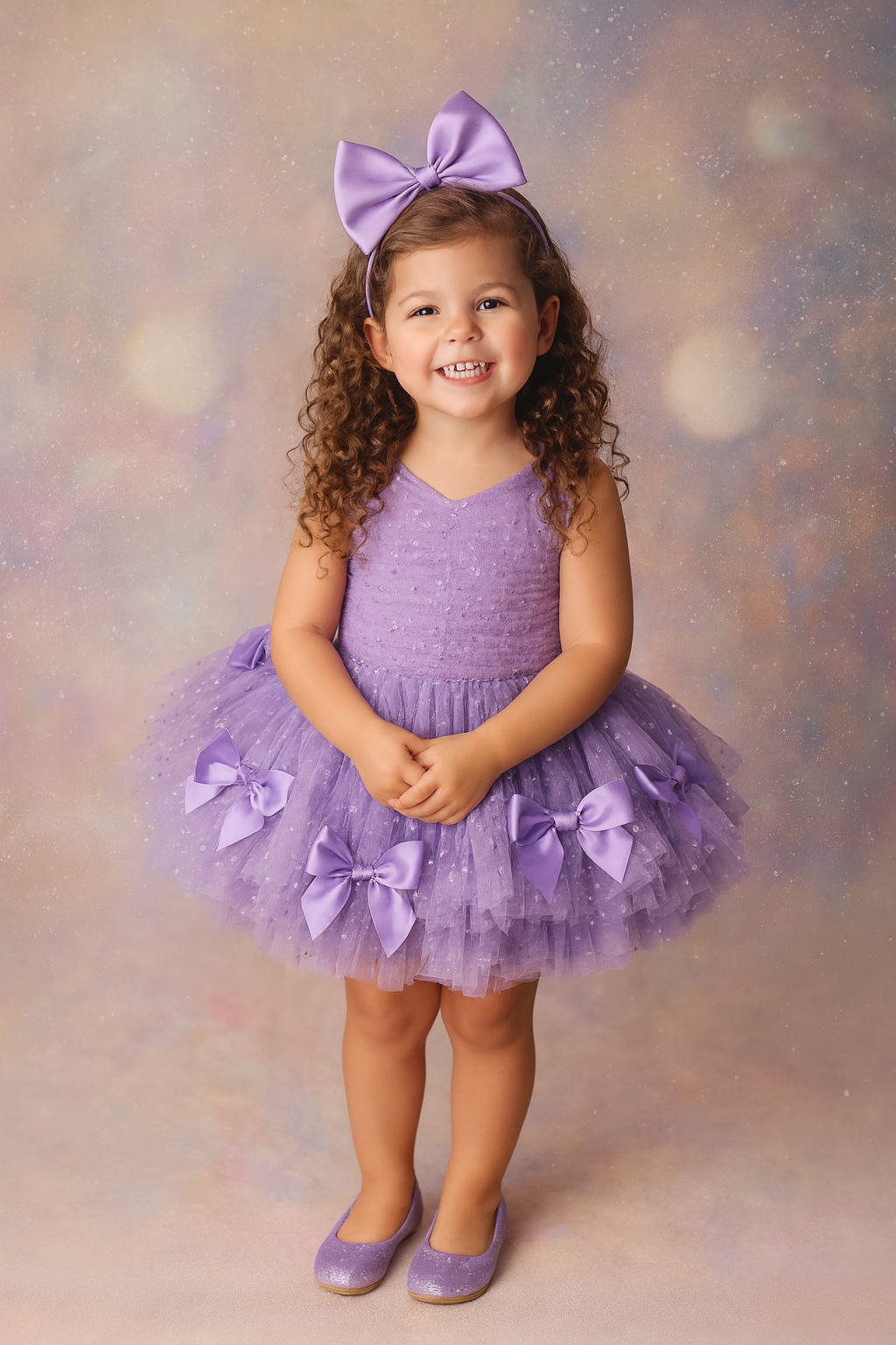 ready to ship NEW - LILAC "Bows of Grace" Short Length Gown - Can fit 2-4 year