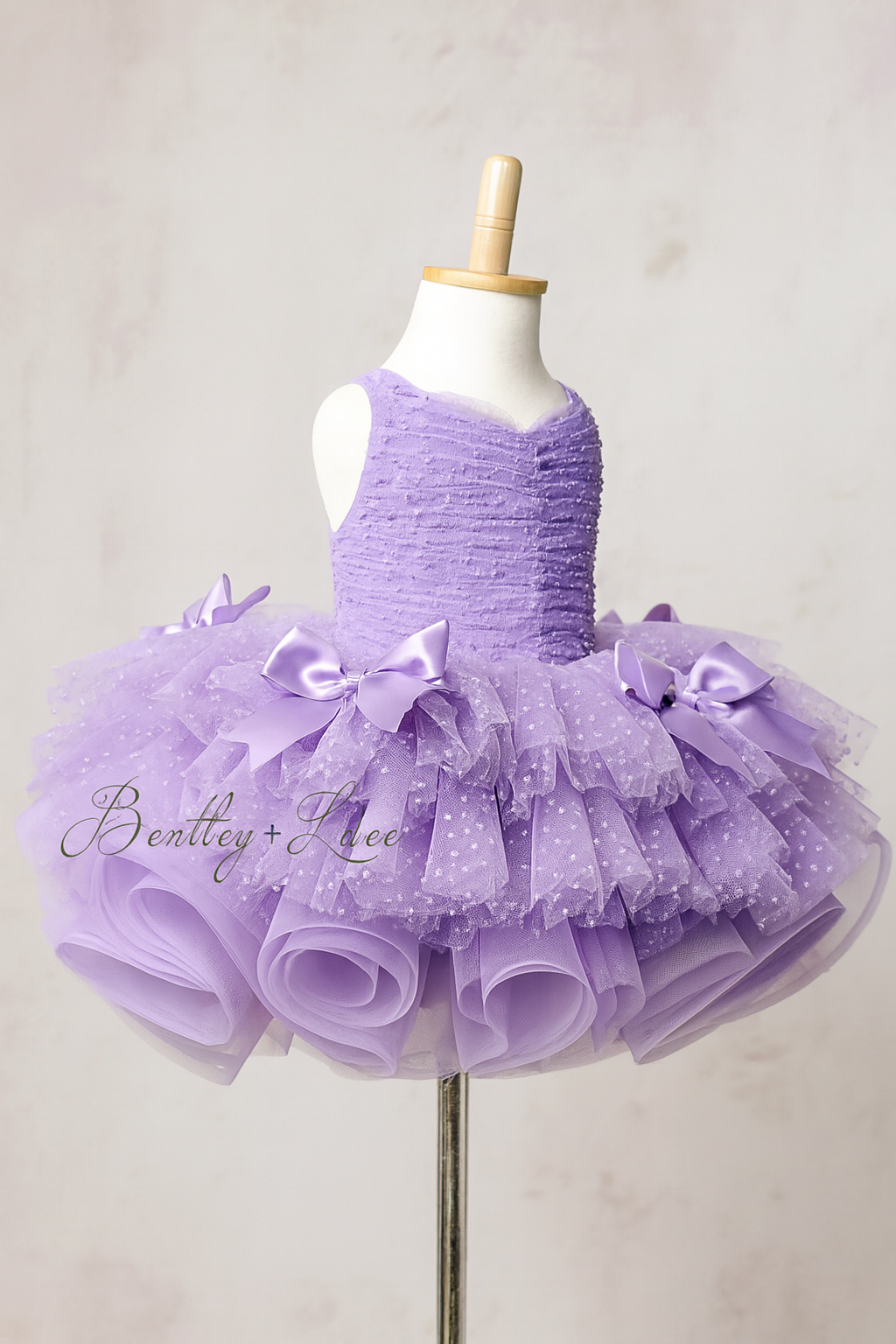 ready to ship NEW - LILAC "Bows of Grace" Short Length Gown - Can fit 2-4 year