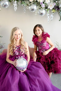 New "Radiant Orchid" Petal Length Dress with Detachable Sleeves | Size 6 Year to Petite 7 Year
