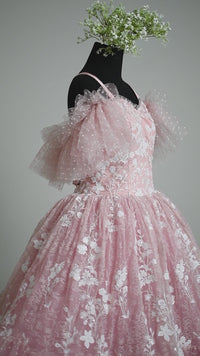 HOLD FOR JEN RETIRED RENTAL  euc "Dentelle Rose" -   Floor length + Cuffs  Teen /Adult  ( 14 Year - Petite 18+ Year)