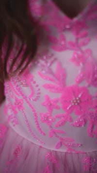 Rental gowns: Floor long rental dress -  pink beaded dress for girls. Girls dresses for photography sessions. 