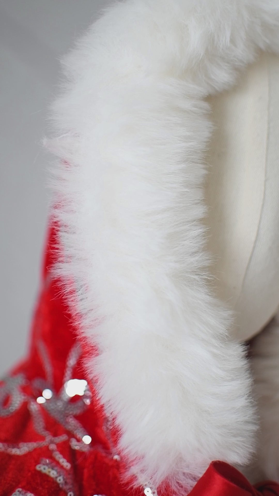 Red velvet party dress for girls with detachable winter cape.

