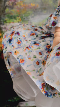 Rts "Watercolor Posy" petal Length Dress ( 5 Year - 6 Year)