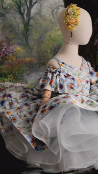 Rts "Watercolor Posy" petal Length Dress ( 5 Year - 6 Year)