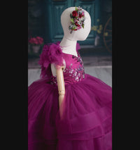 Retired rental euc "Dazzling Merlot" -Toddler Floor Length Gown - (3-5 year)