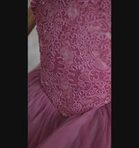 new CONDITION "Whispering Pink " - Floor Length Gown+detach lace sleeves - (8 - 11 YEAR)
