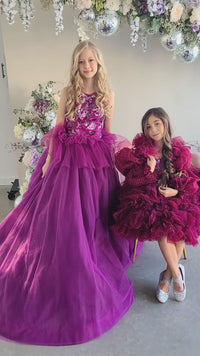 New "Radiant Orchid" Petal Length Dress with Detachable Sleeves | Size 6 Year to Petite 7 Year