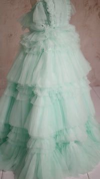 Rts euc"Ethereal Whisper" -Floor Length Gown-Aqua - (6-7 Year)