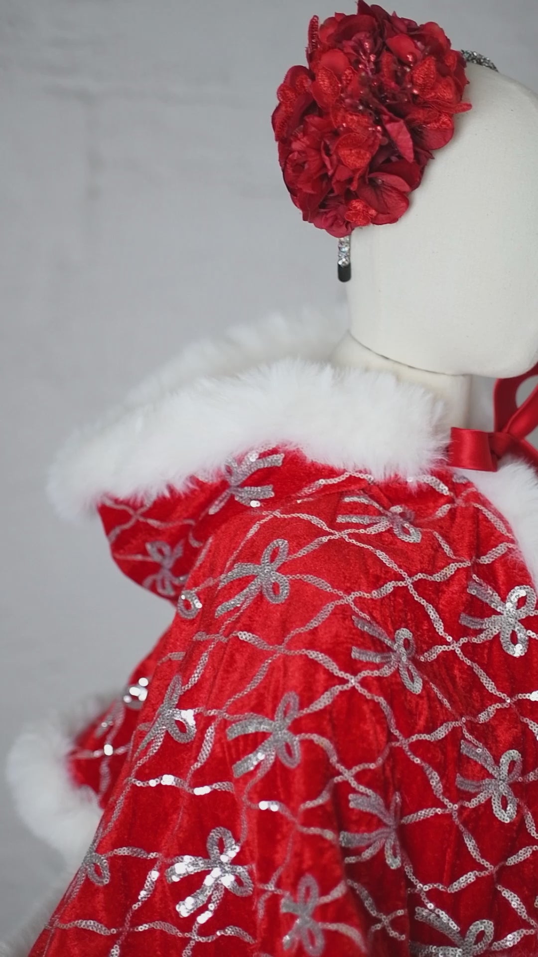 Elegant holiday dress with layered tulle underskirt for extra volume.

