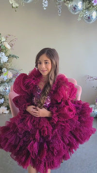 New "Radiant Orchid" Petal Length Dress with Detachable Sleeves | Size 6 Year to Petite 7 Year