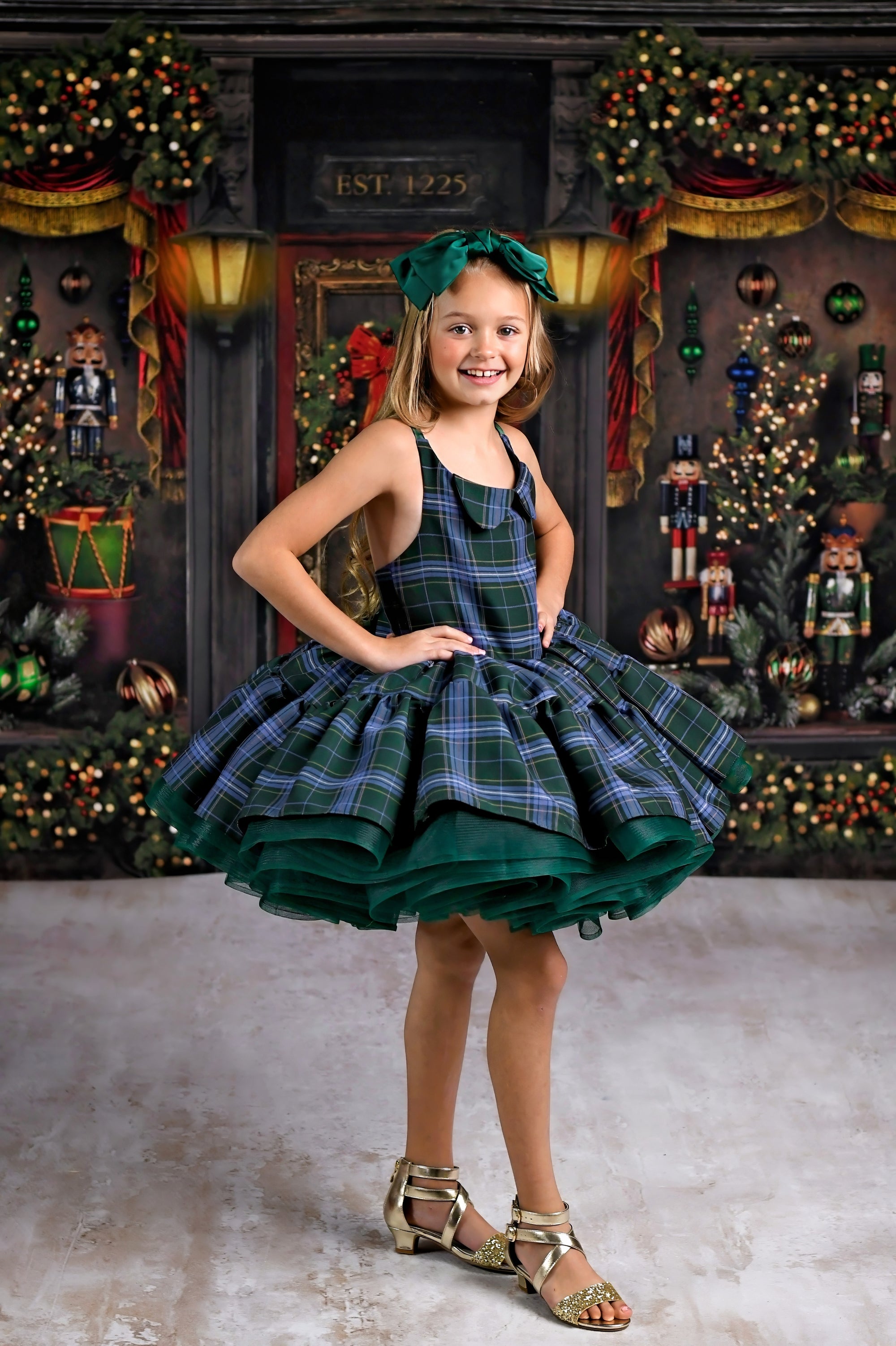 Darling Plaid Green & Blue Vintage Dress