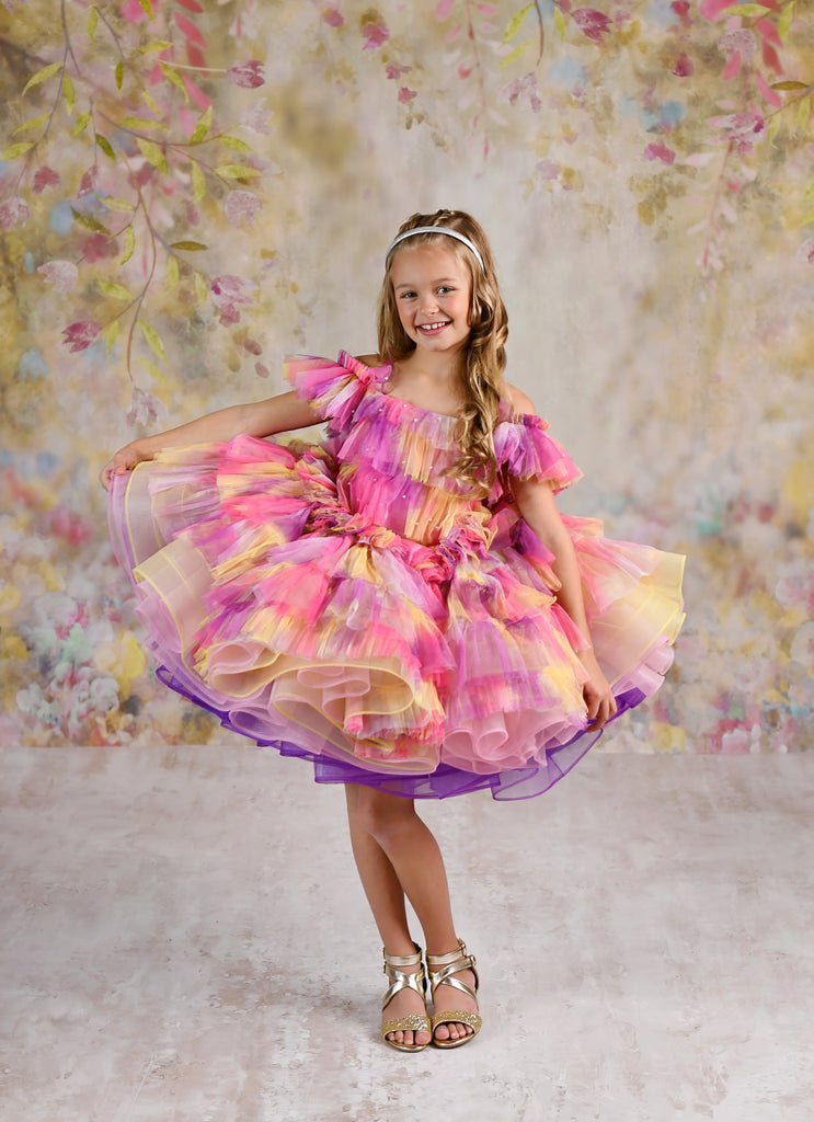 "Sunset Sorbet" petal  Length Dress ( 6 Year - Petite 7 Year)-