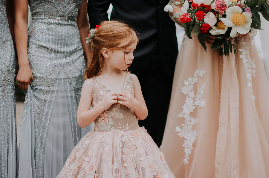 Custom Bentley and Lace flower girl dress