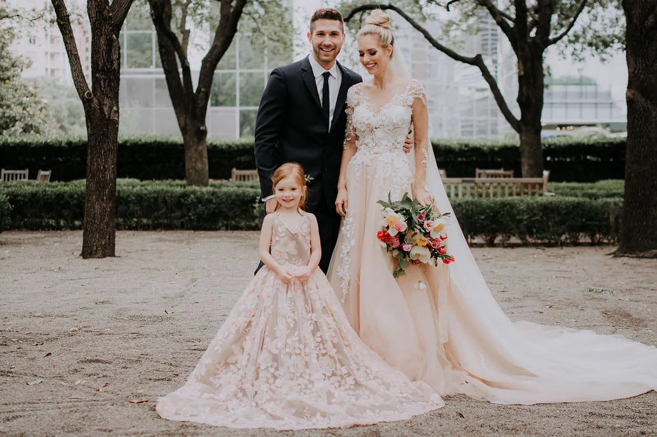 Custom flower girl couture gown by Bentley and Lace