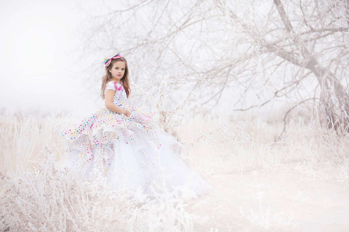 Birthday Confetti Cascade- select your color-  Floor Length Gown  Editorial Dress, Couture Gown, Special Occasion Dress