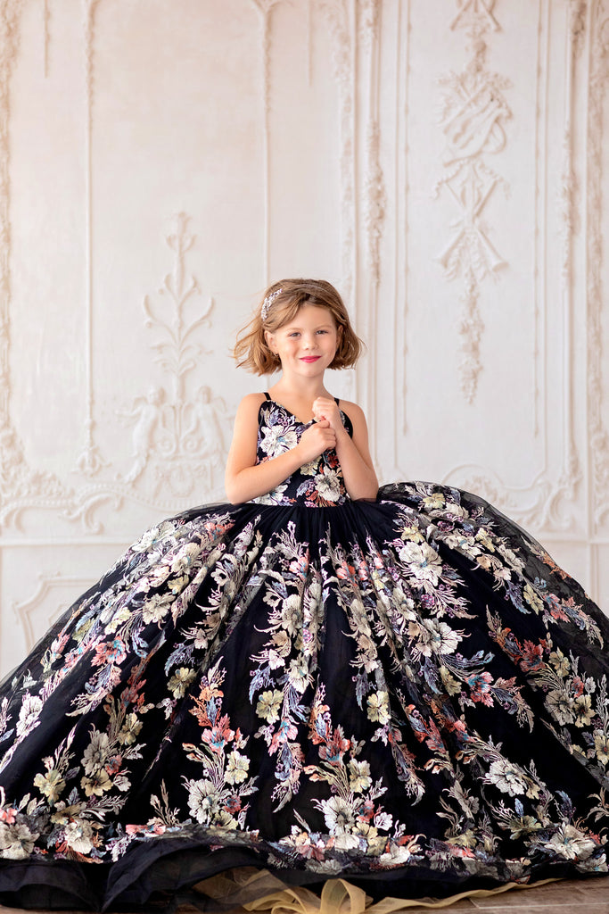 "Maribel" -  dress only - Floor long Dress ( 6 Year - Petite 9 Year)