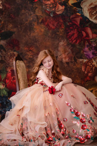 Ivory tulle gown for a styled child photography session

