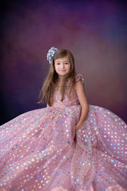 Star Confetti couture dress styled for a birthday photo shoot


