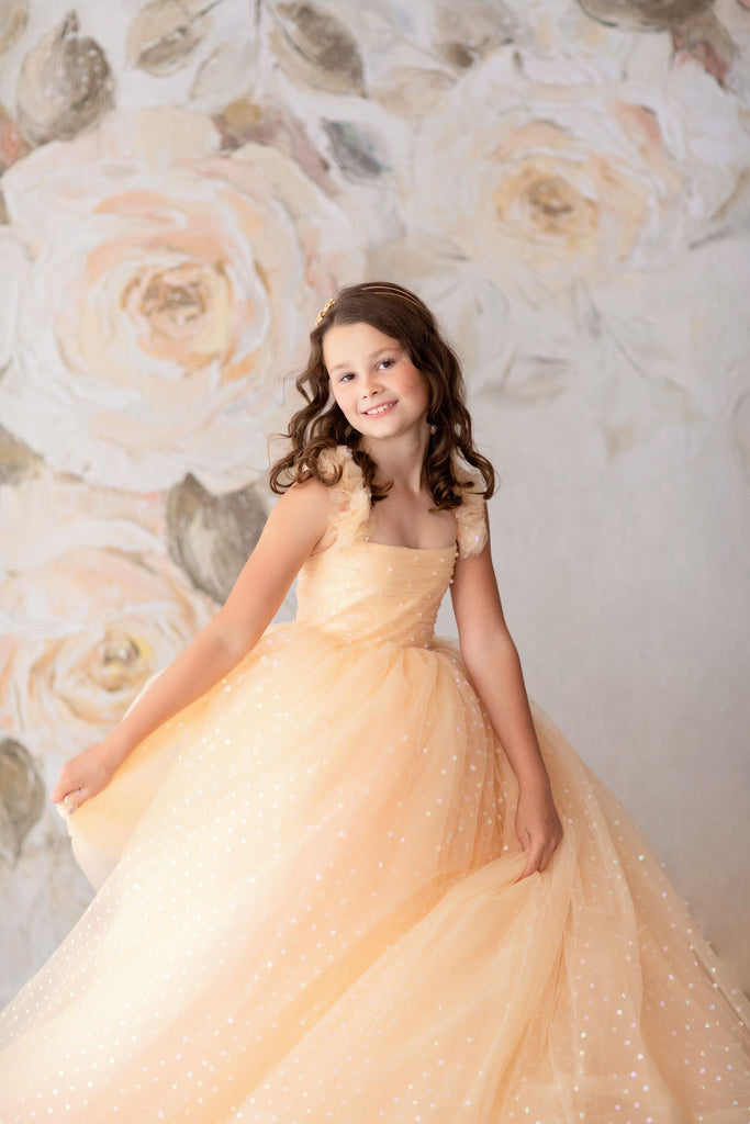 Champagne Confetti- Floor Length Dress (6 Year-Petite 8 Year) UP TO A POSSIBLE 9